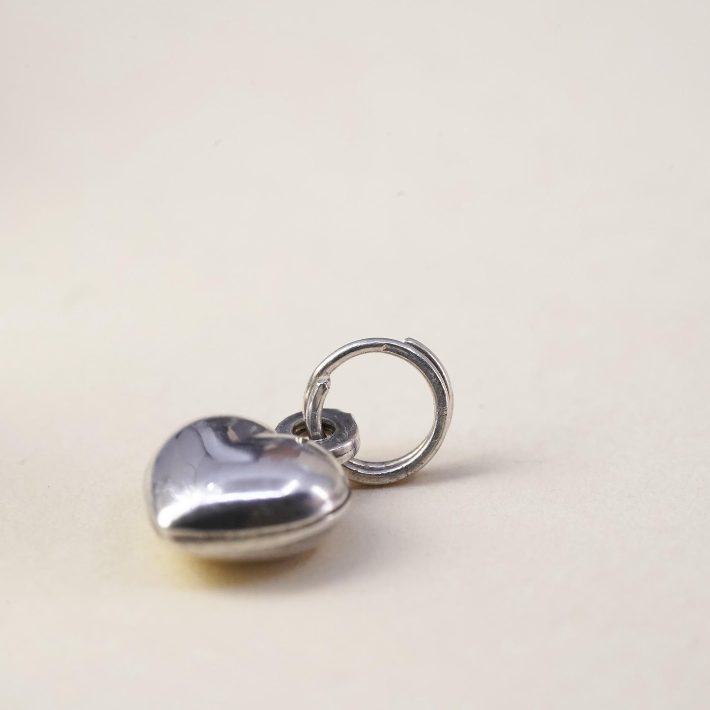 Vintage sterling silver heart tag charm, 925 pendant