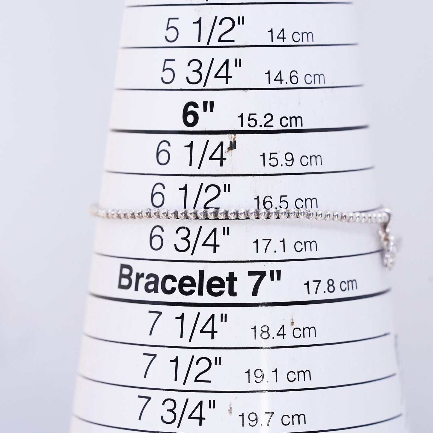 6.75", sterling silver stretchy band bracelet, 925 beads chain with bee charm
