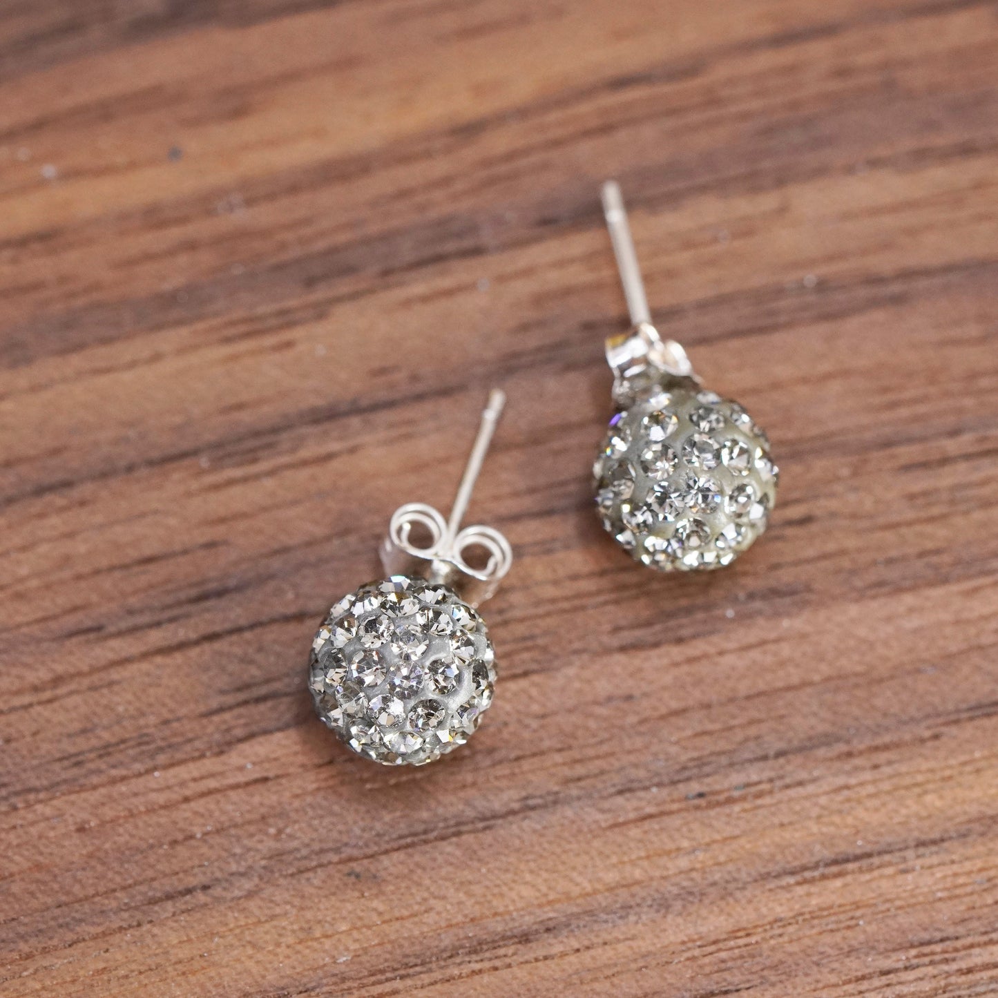 Vintage Sterling 925 silver cluster Cz studs, Swarovski earrings