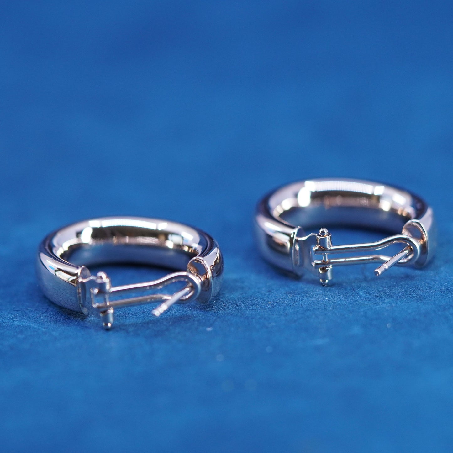 1”, vintage Italian Milor brass earrings, puffy hoops