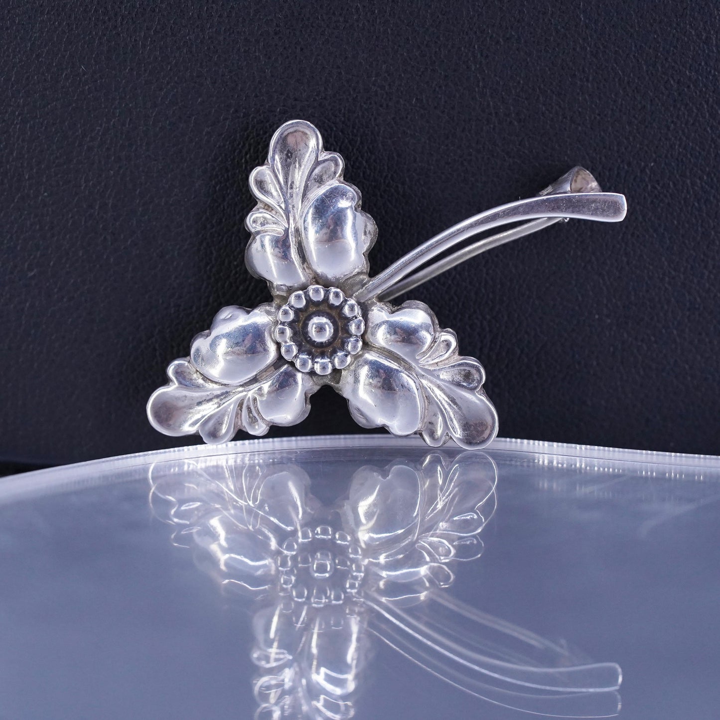 Mid Century HS Denmark Sterling Hermann Siersbol Silver 925 Modernist Brooch