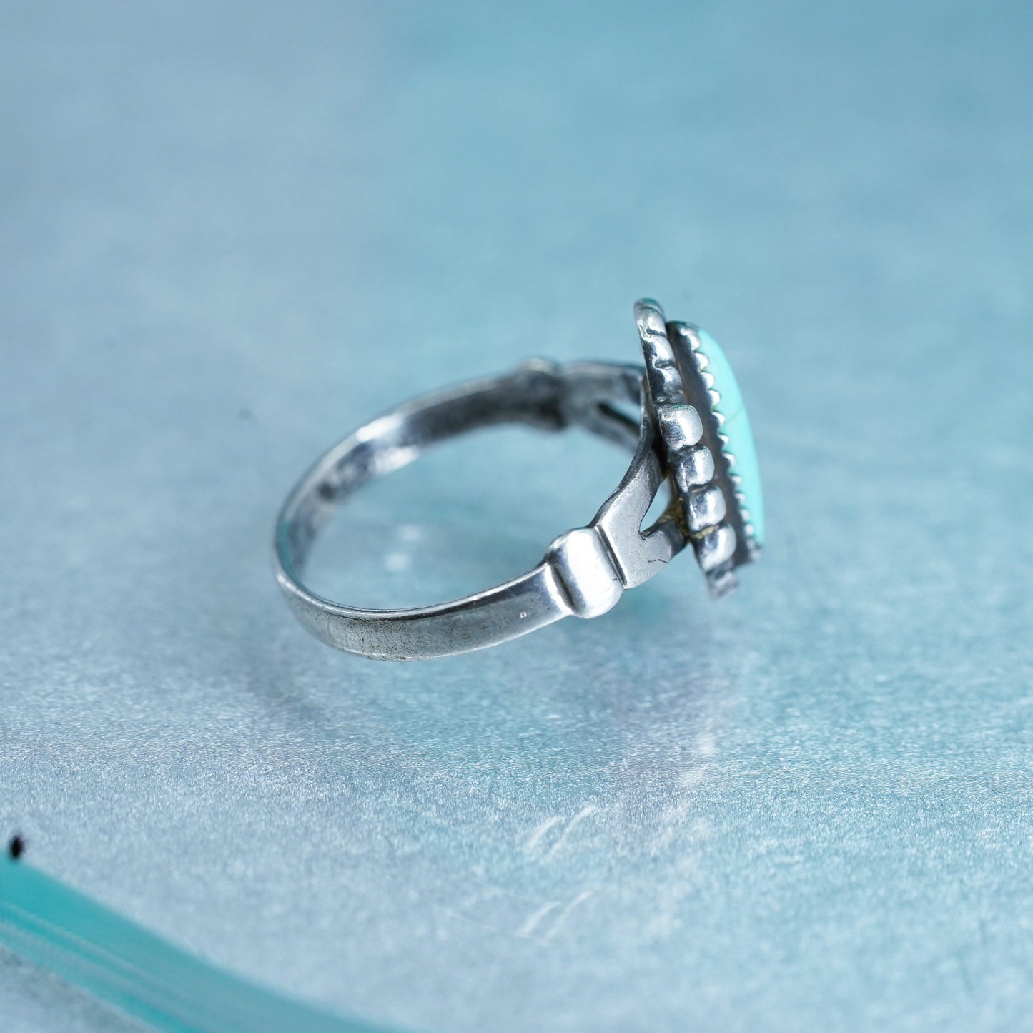 Size 6.25, Native American Bell trading post Sterling 925 silver ring turquoise