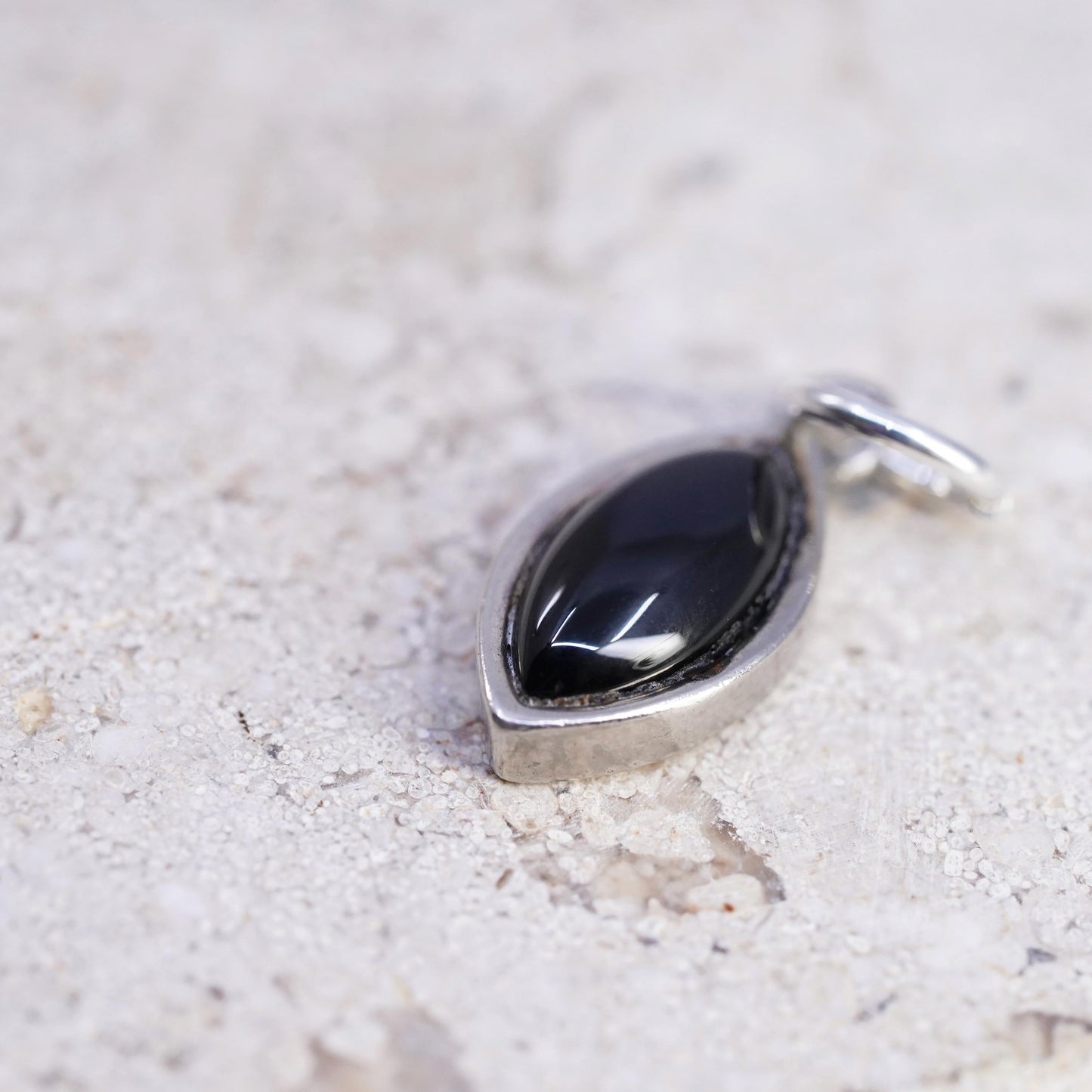 Vintage Sterling silver handmade pendant, 925 onyx charm