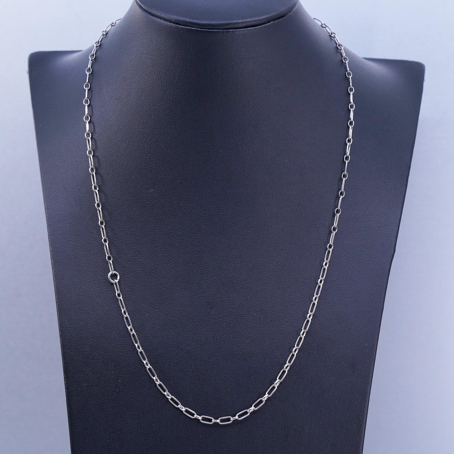20” 3mm, vintage Sterling 925 silver elongated chain necklace
