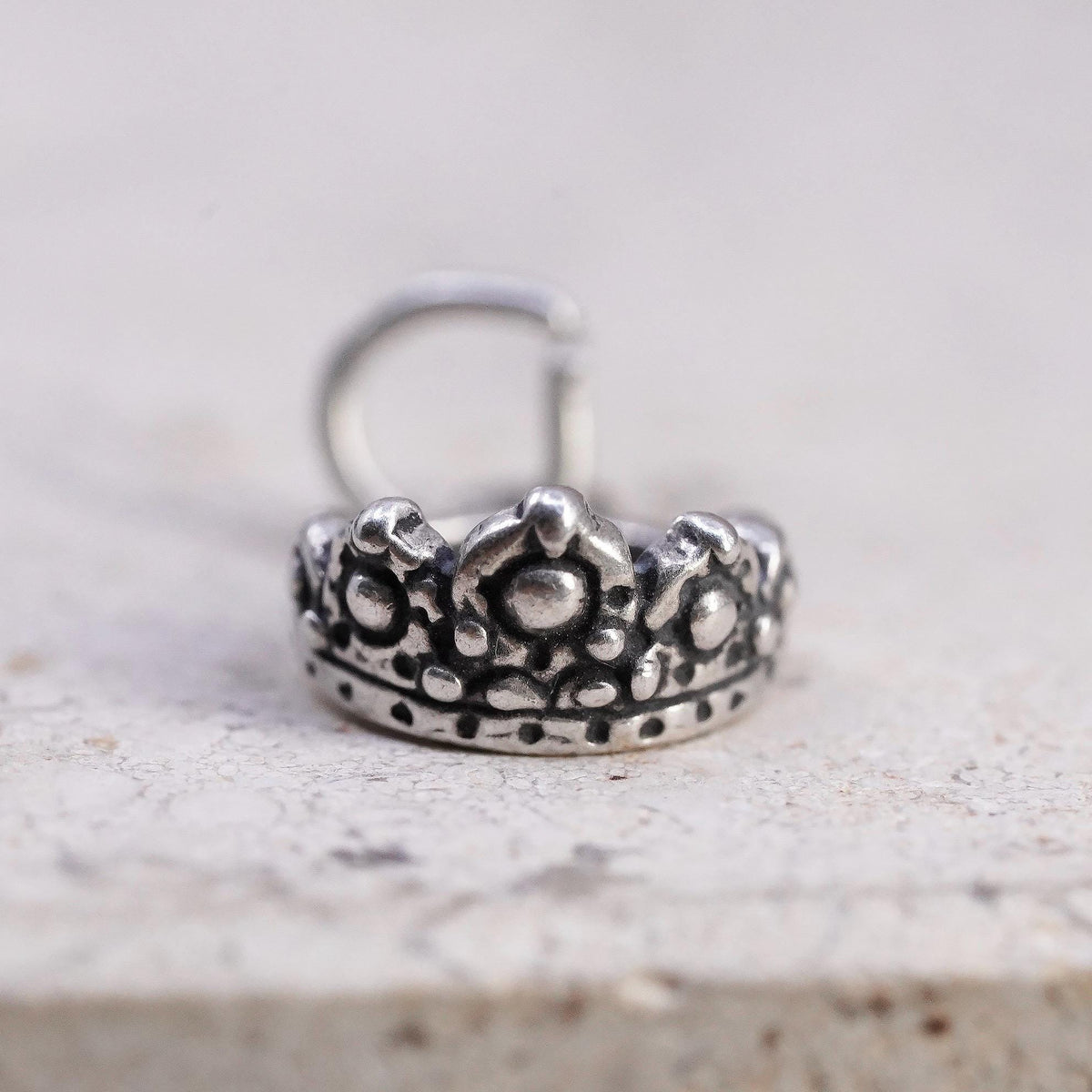 Vintage sterling silver handmade pendant, 925 crown charm, stamped sterling