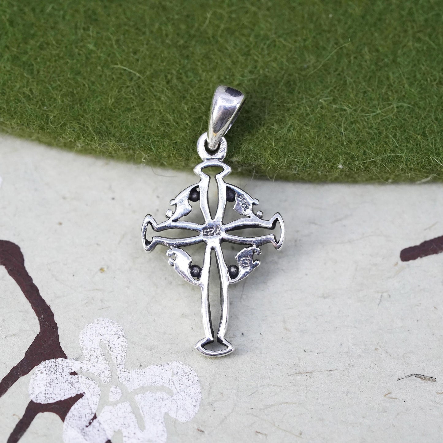 Vintage handmade Sterling silver pendant, 925 filigree cross