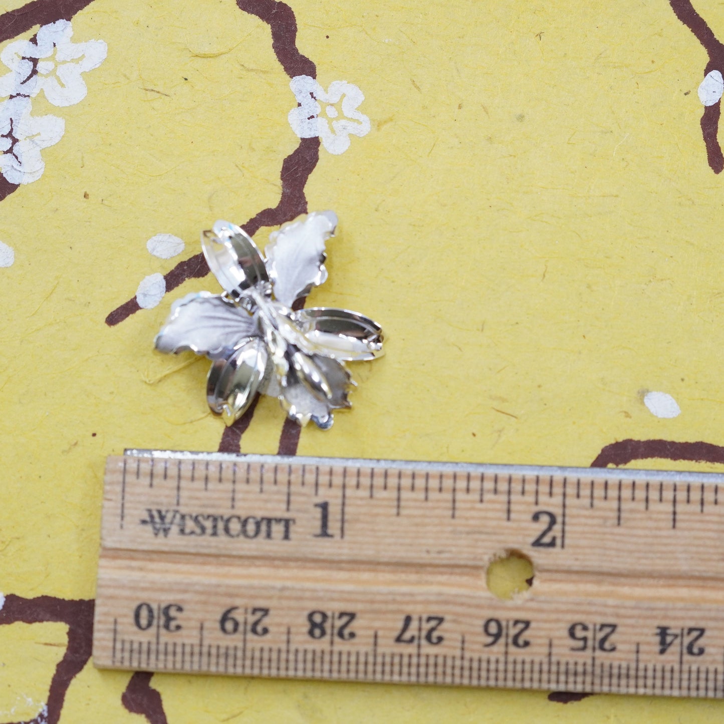 Vintage Bond Boyd handmade sterling 925 silver orchid flower brooch