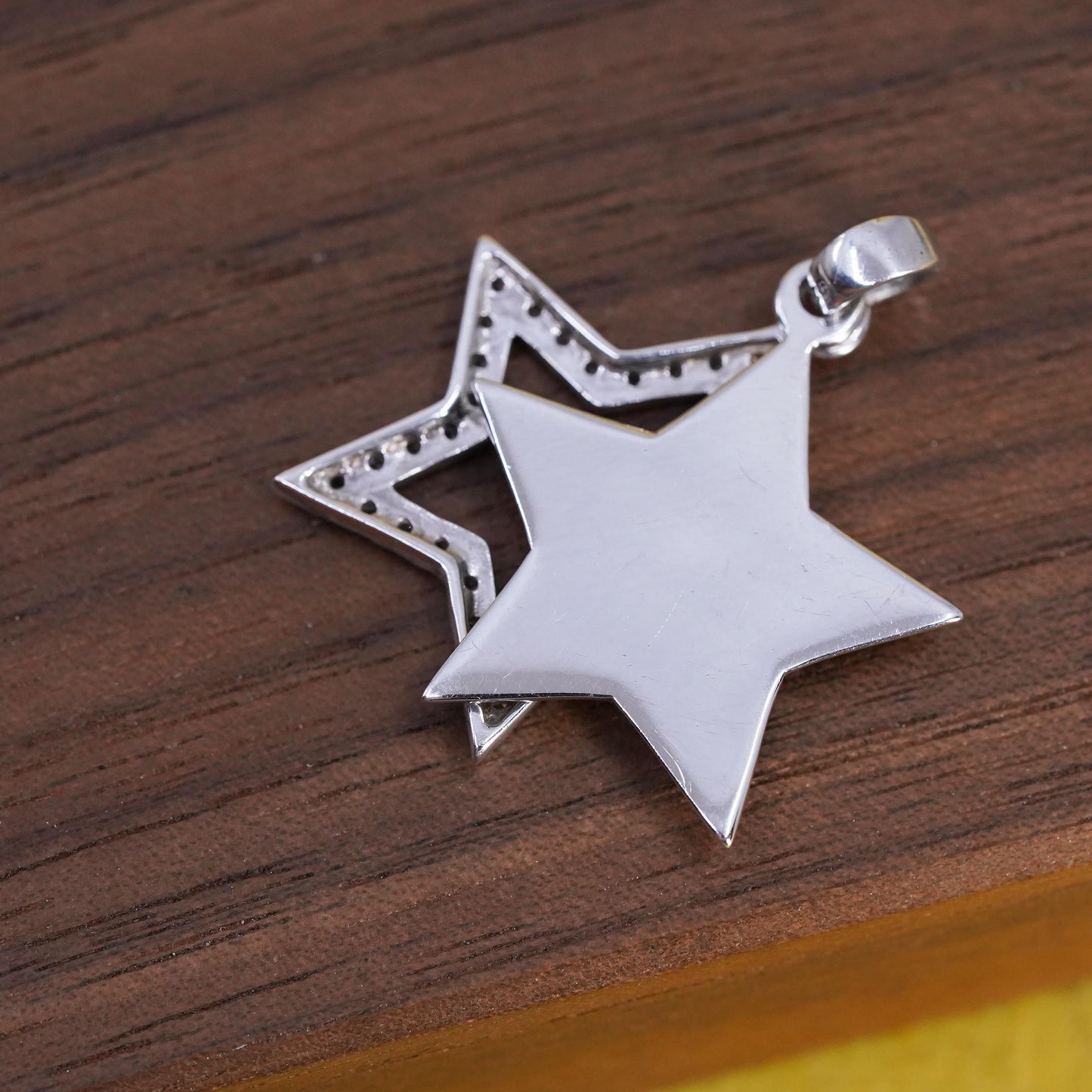 Vintage Judith Jack Sterling silver pendant, 925 double star cluster cz Kelsey