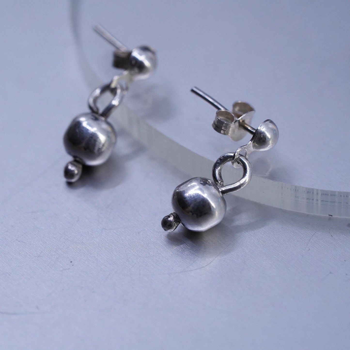 Vintage Sterling 925 silver handmade bead dangle earrings