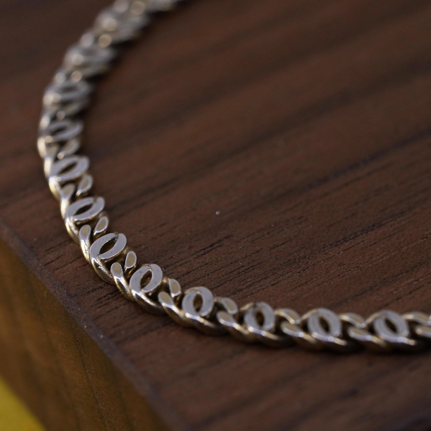 7”, vintage Sterling silver handmade curb bracelet, 925 flatten curb bracelet
