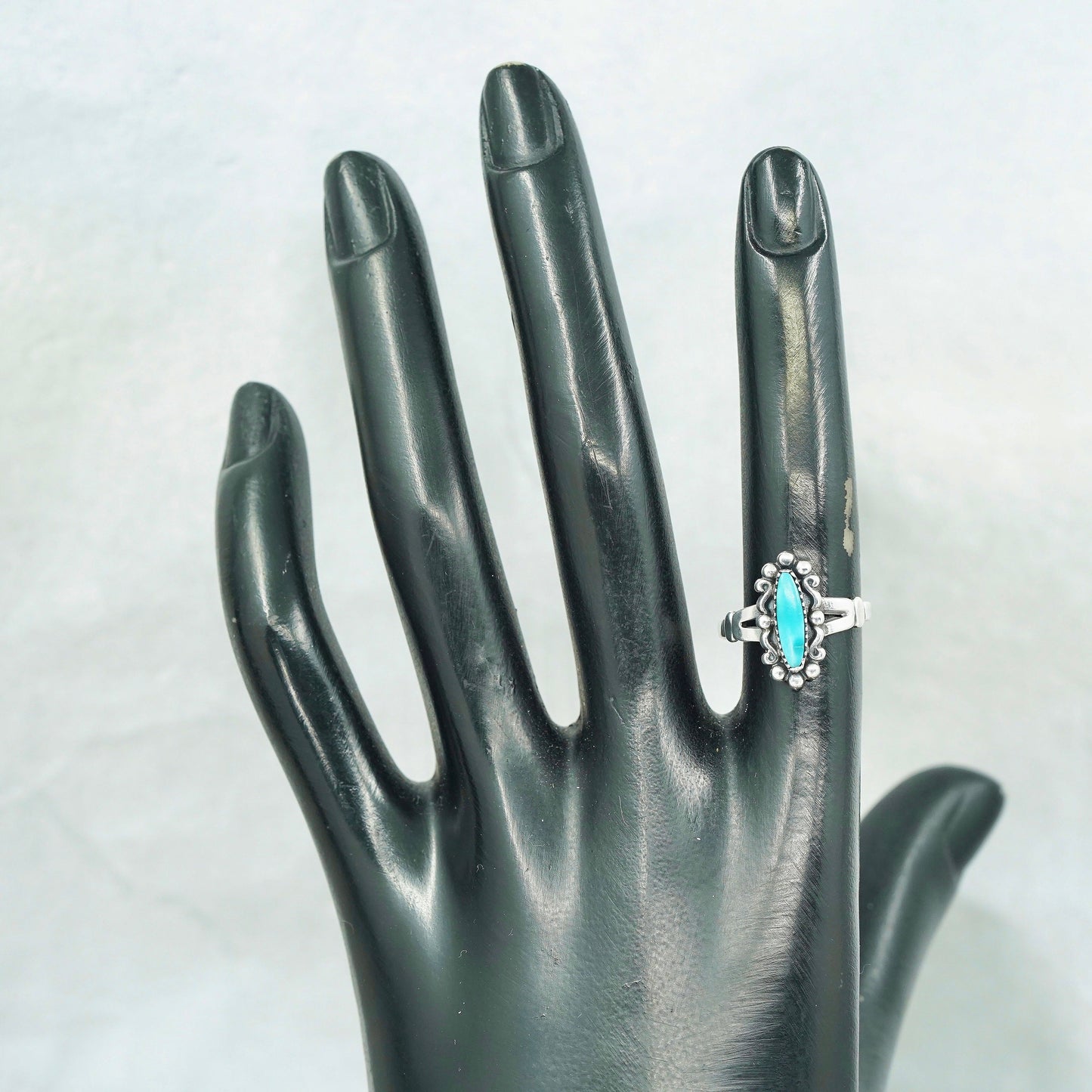 Size 5.5, Native American navajo Bell trading Sterling 925 silver ring turquoise
