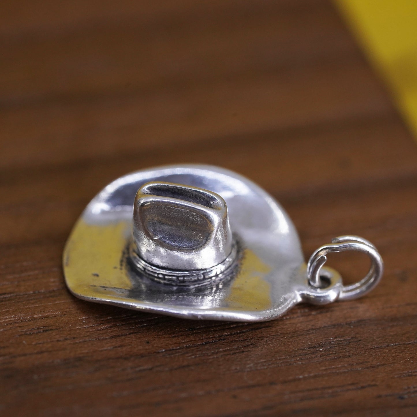 Vintage Sterling silver handmade pendant, 925 cowboy hat charm
