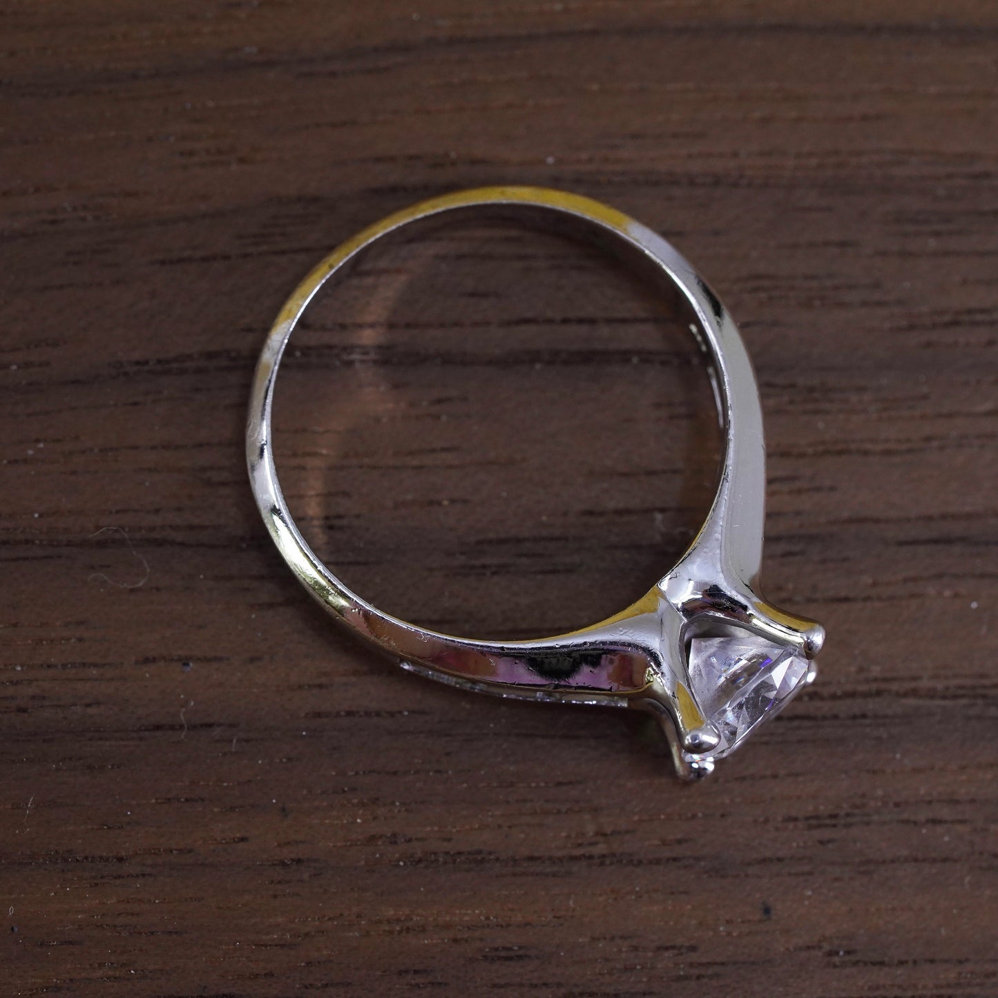 Size 8, vintage Sterling silver 925 engagement ring with cz