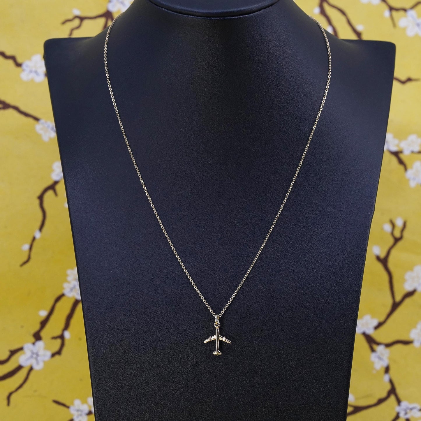 16+2”, Dyadema vermeil yellow gold Sterling silver necklace, 925 chain airplane