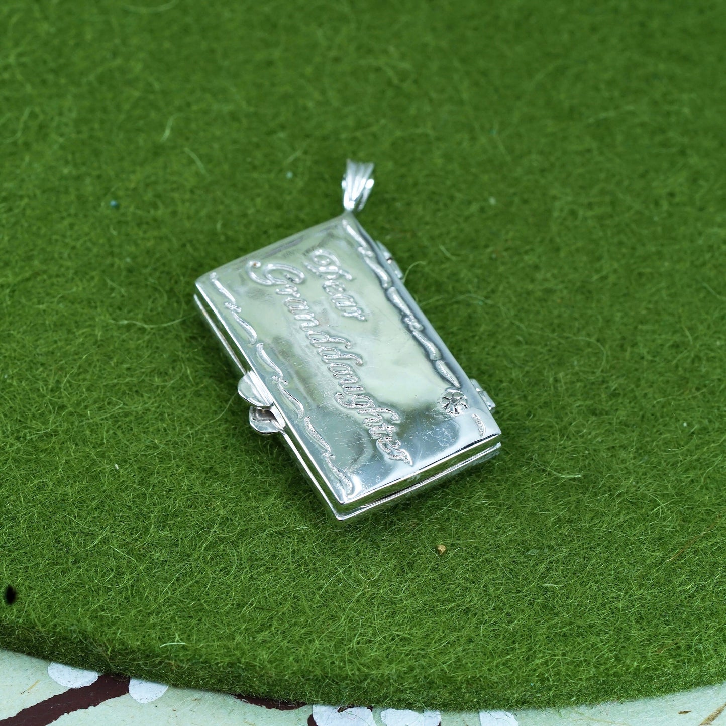 two tone sterling silver heart charm, 925 daughter love letter diamond heart