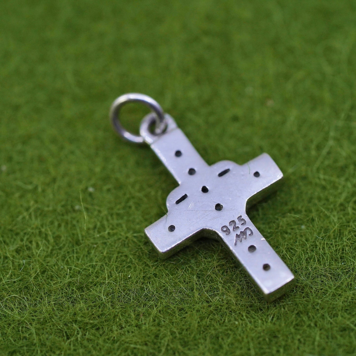 Vintage sterling silver pendant, 925 genuine diamond cross heart pendant