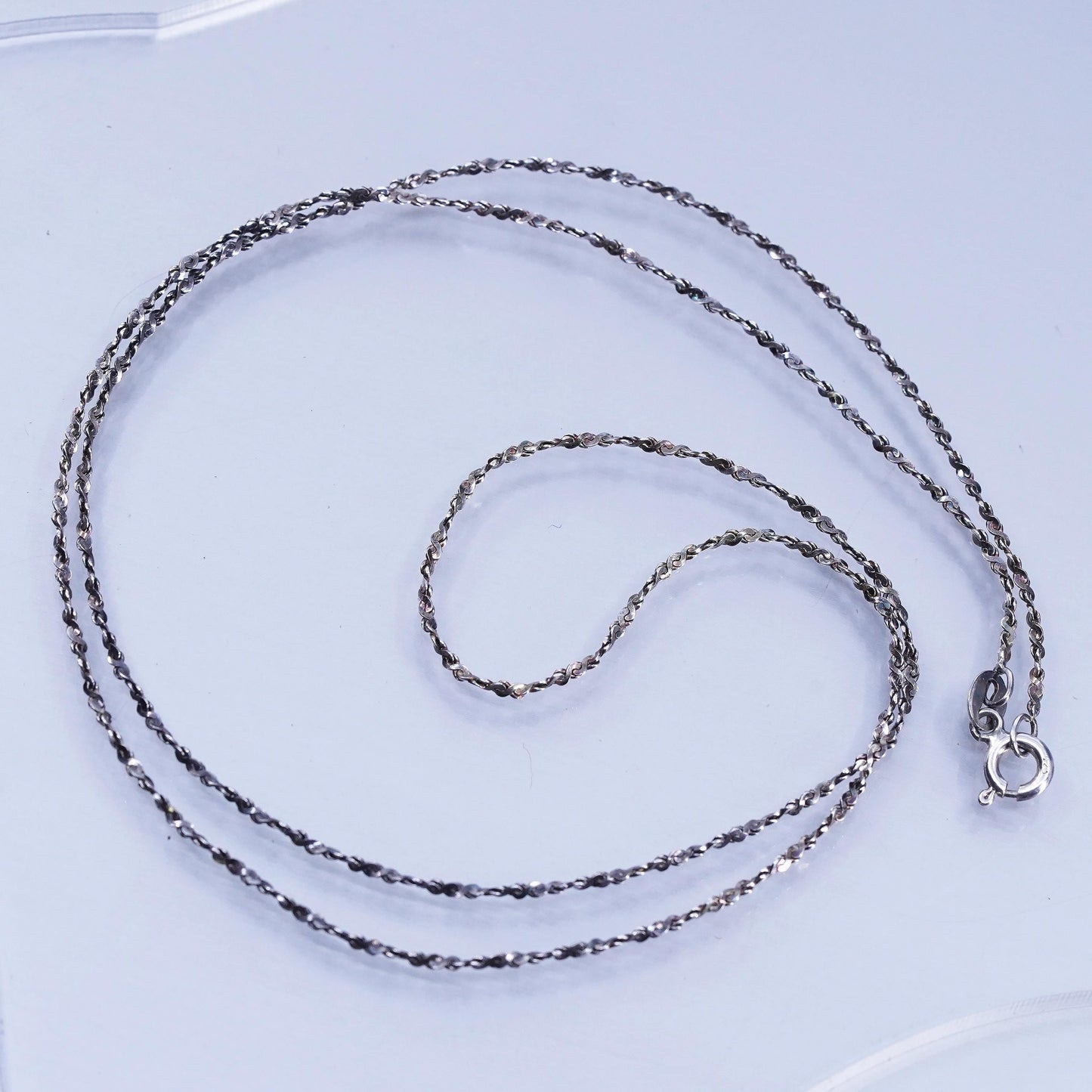 24” 1.6mm, vintage Italy Sterling 925 silver twisted chain necklace