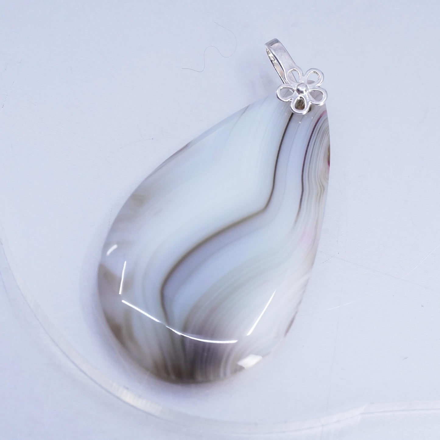 Vintage southwestern sterling 925 silver handmade pendant with lace agate