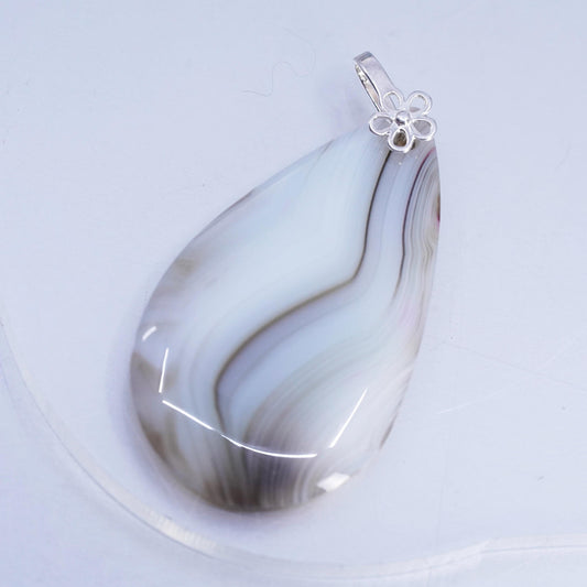 Vintage southwestern sterling 925 silver handmade pendant with lace agate