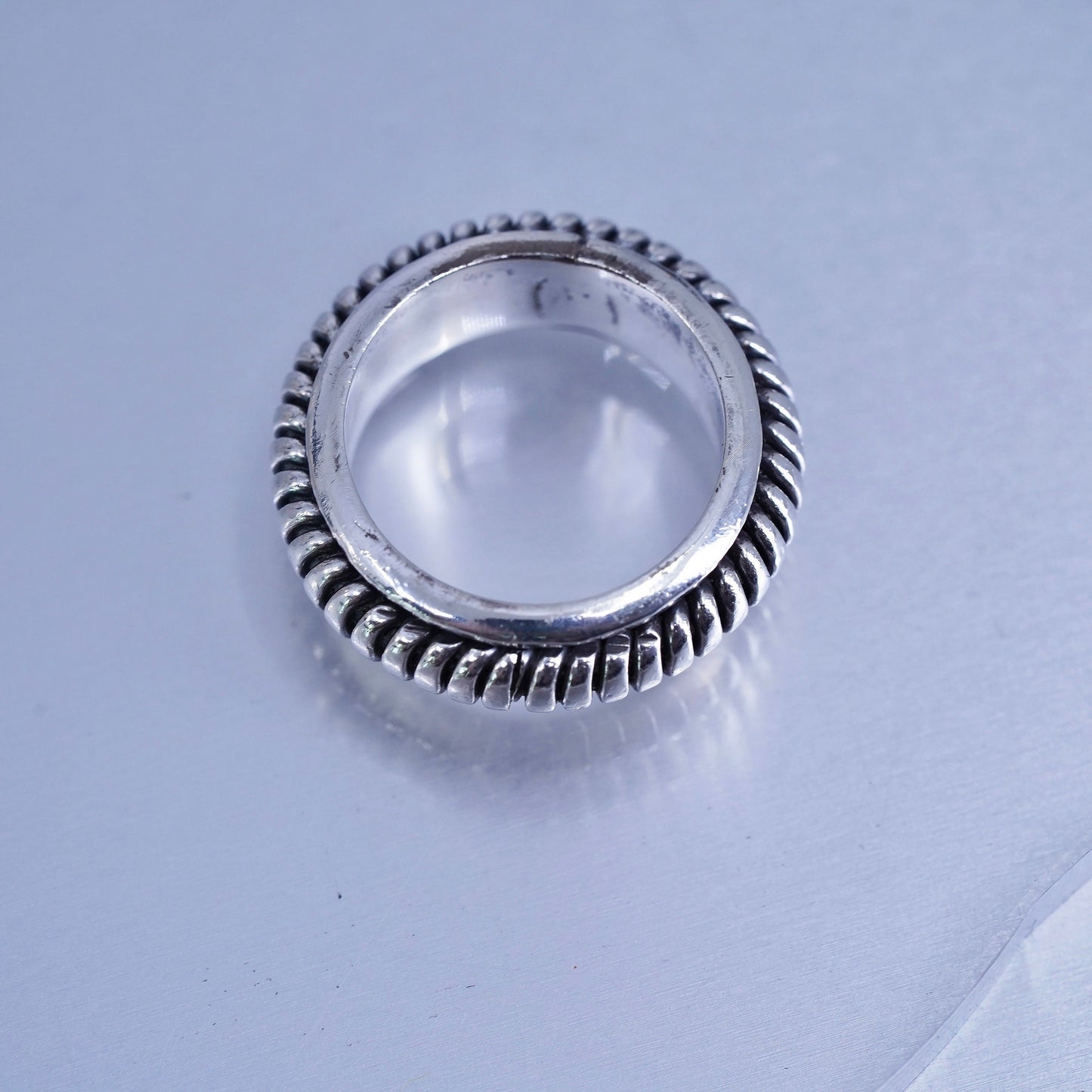 Size 6, southwestern Mexican Sterling 925 silver ring, spinner ribbed band