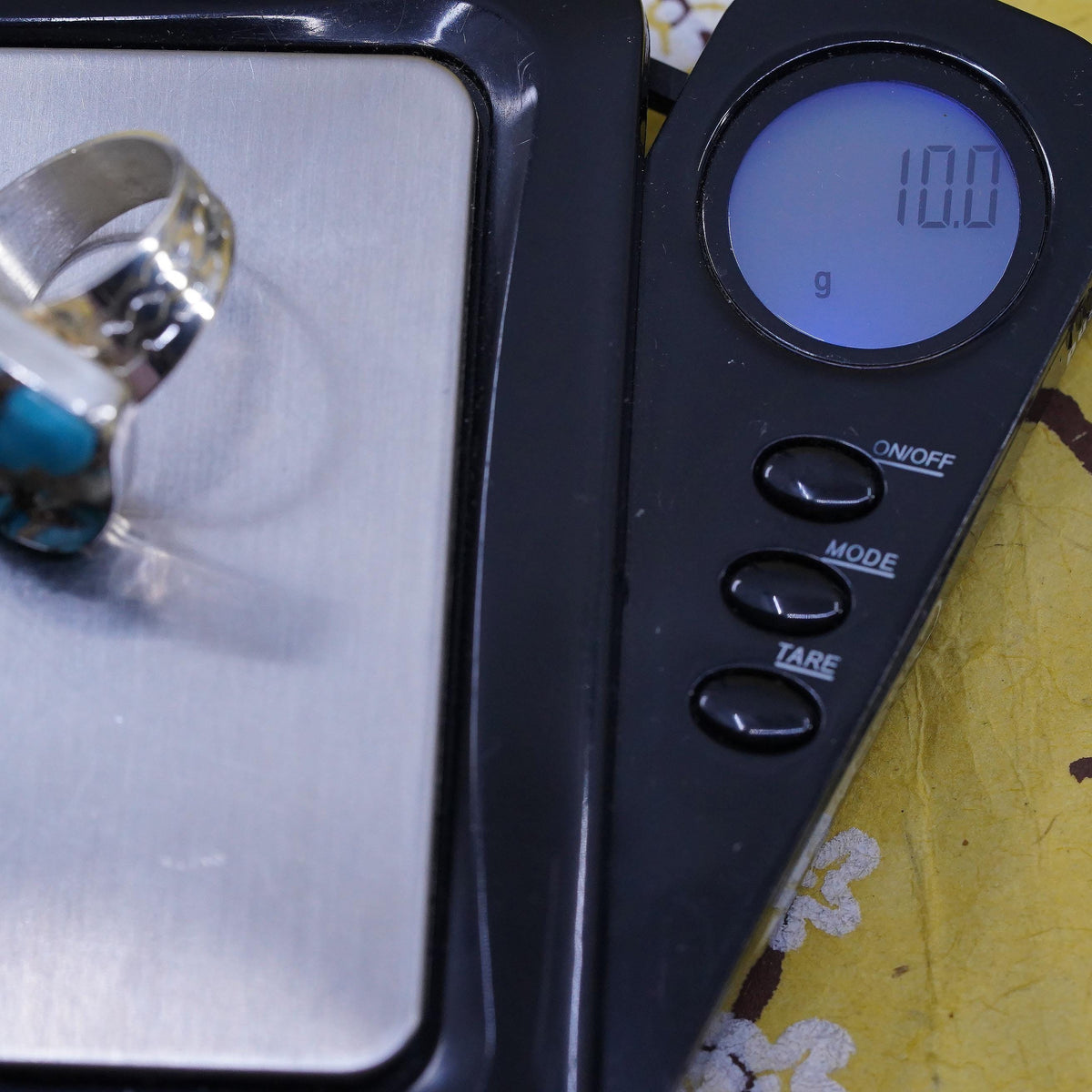Size 7, vintage DTR Jay King Sterling 925 silver handmade ring with turquoise