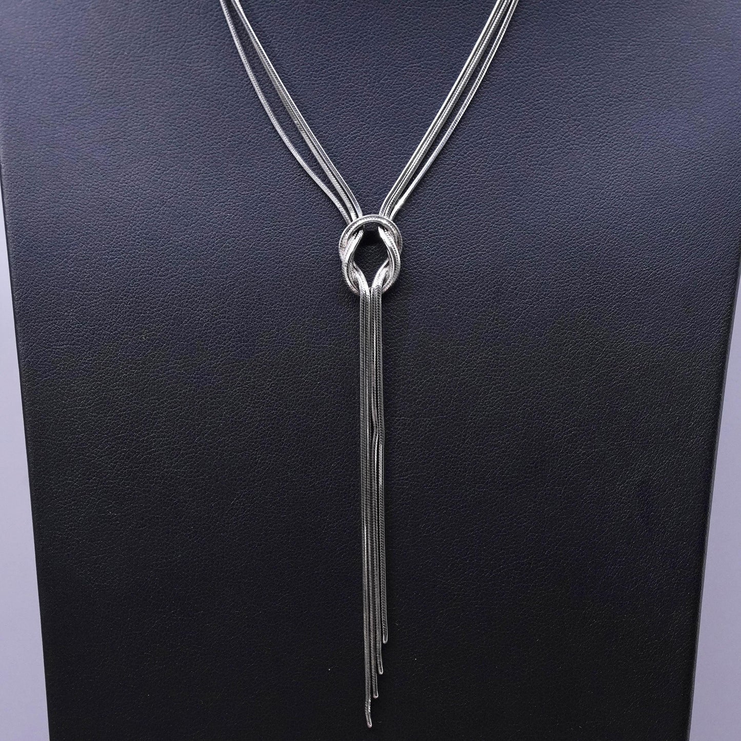 16”, multi 3 strands Sterling silver necklace, 925 snake chain knotted pendant