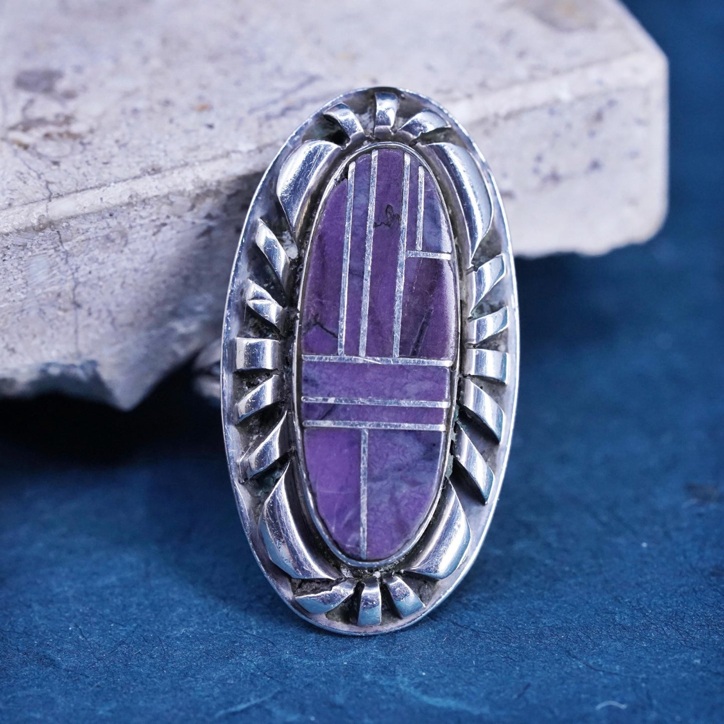 Size 7.5, VTG Navajo Margaret Lee ML Sterling 925 silver ring, Native American