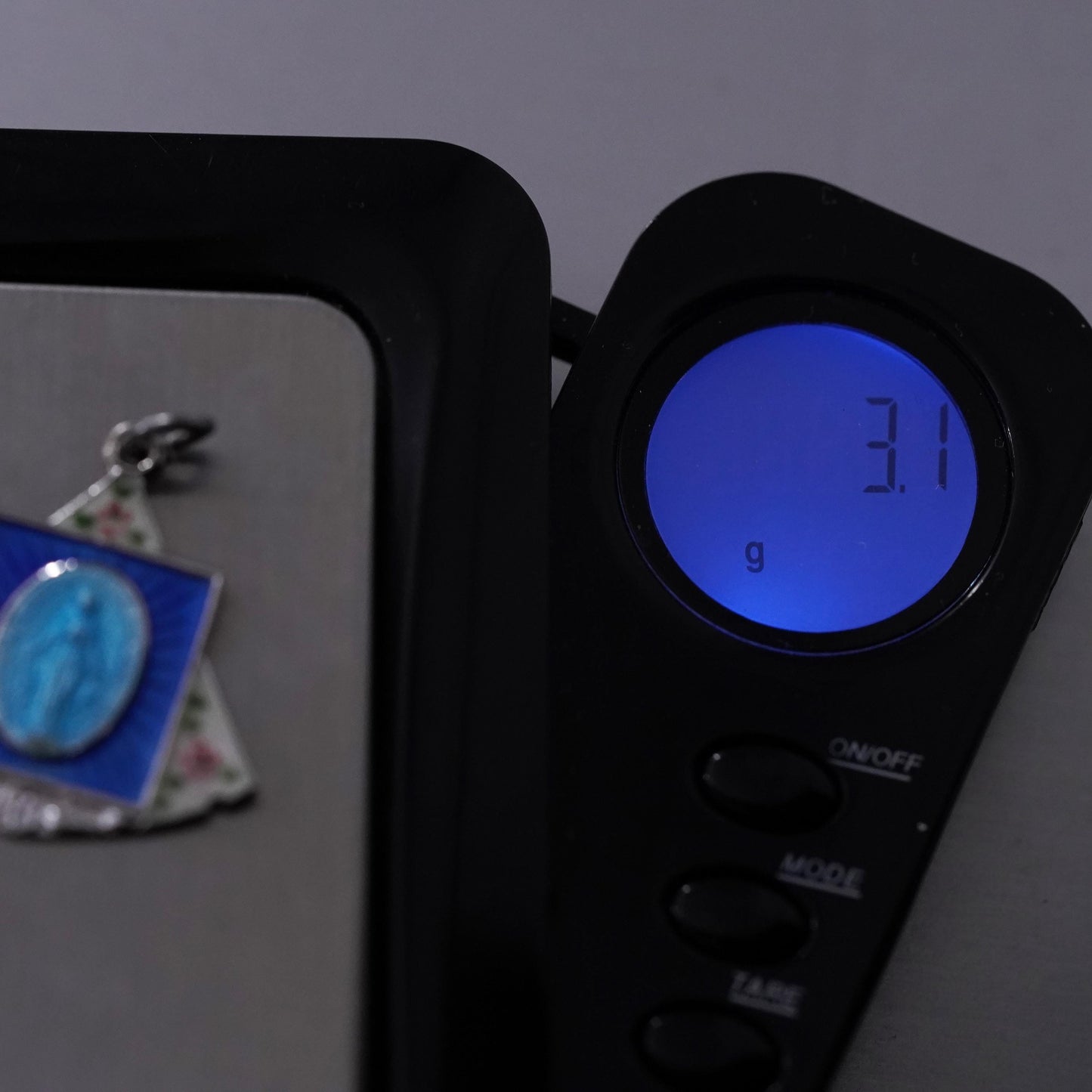 1950’s sterling 925 silver enamel miraculous Virgin Mary medal charm pendant