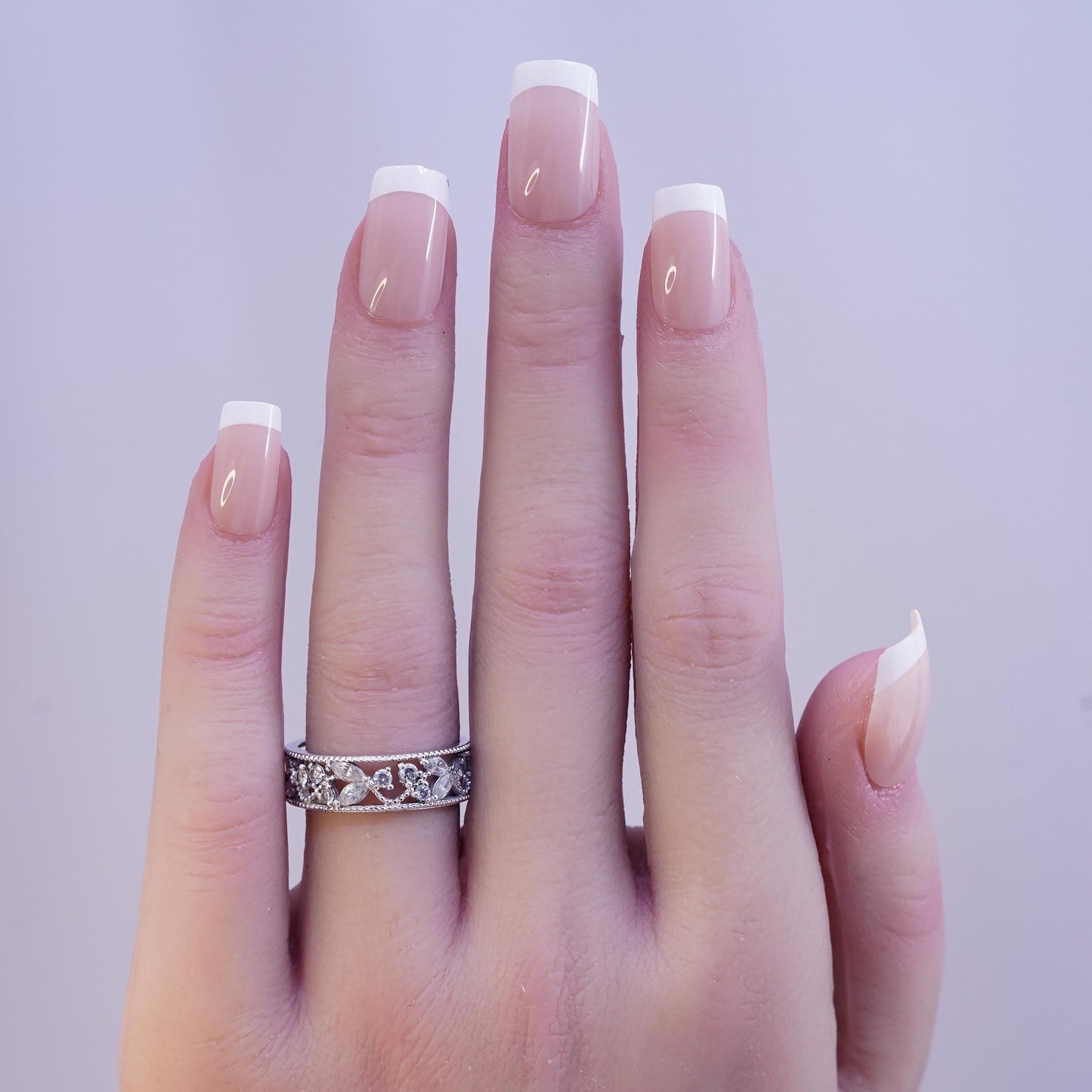 Size 7.25, sterling silver ring with cluster Cz, band, perfect gift Christmas
