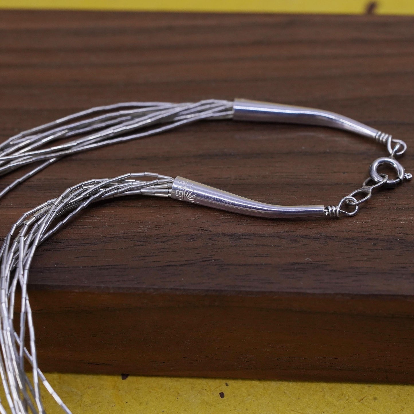 16”, Native American Sterling 925 liquid silver multi 10 strands chain necklace