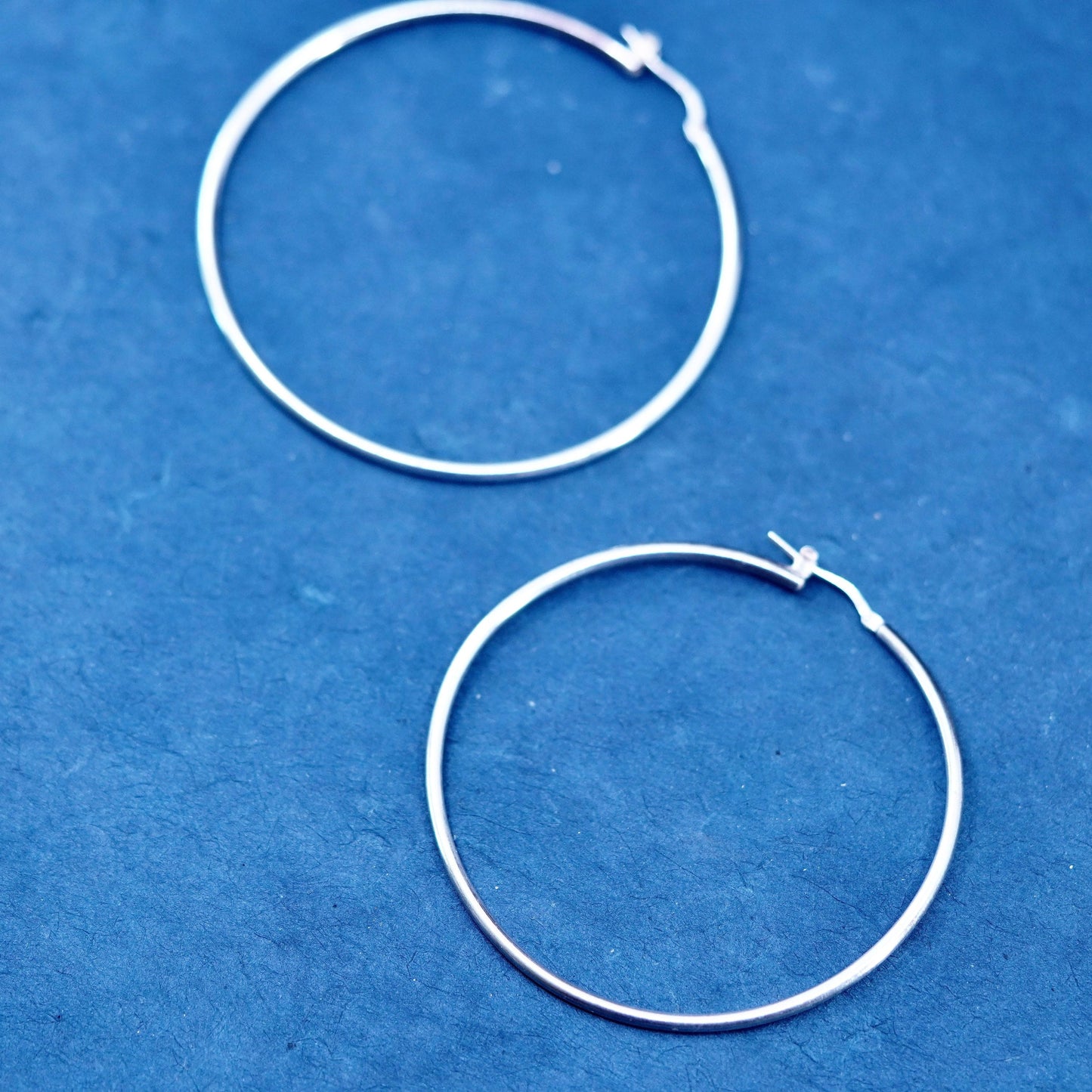 2.5”, vintage Italy Sterling 925 silver handmade huge round hoop earrings
