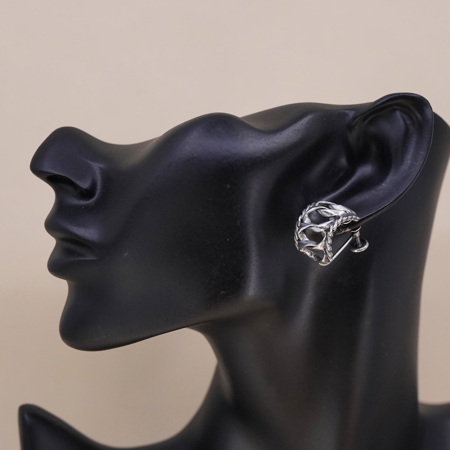 VTG southwestern Danecraft sterling silver single earring, 925 chain screw back