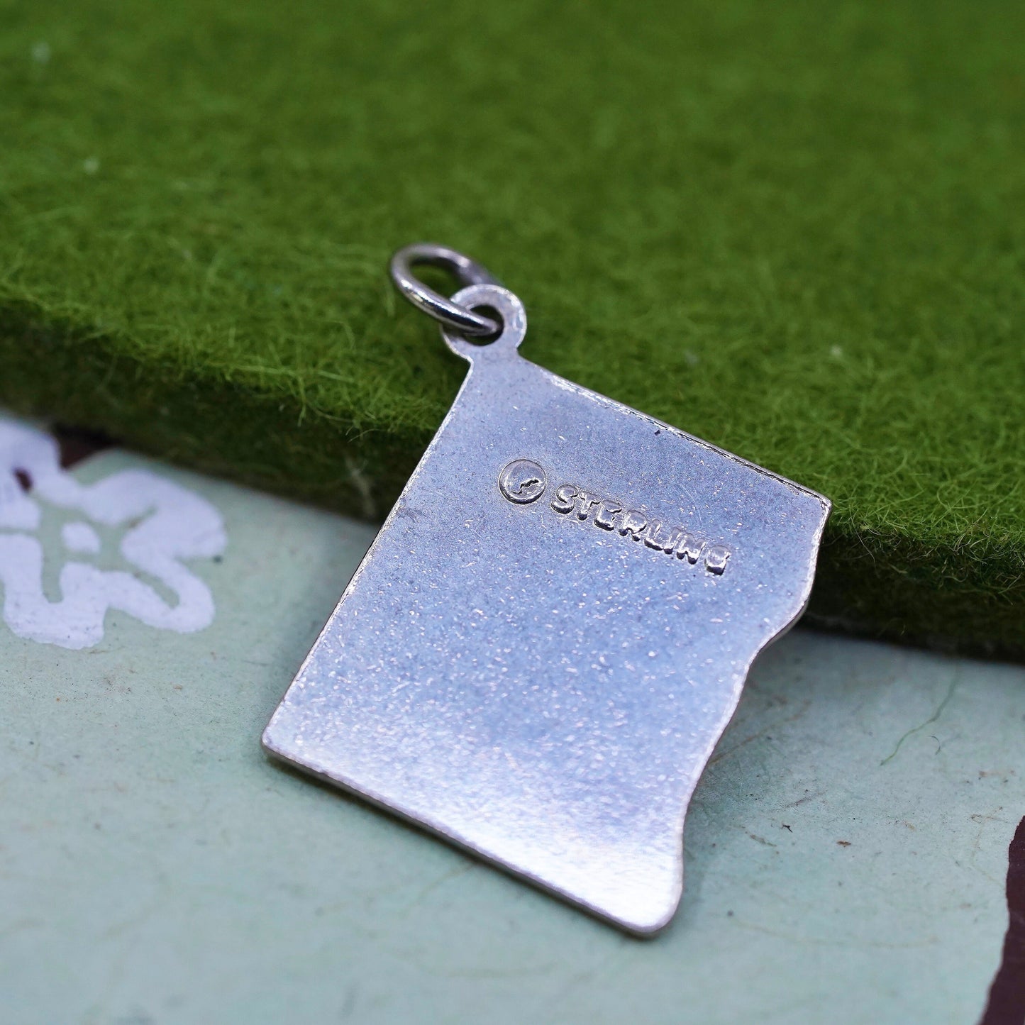 Vintage sterling handmade traveler pendant, 925 enamel Washington DC tag