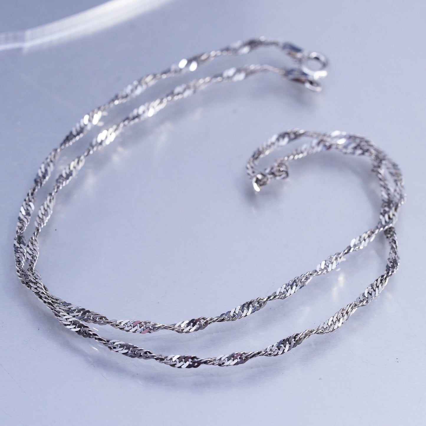 18" 2mm, vintage Italian Sterling 925 silver twisted curb chain necklace