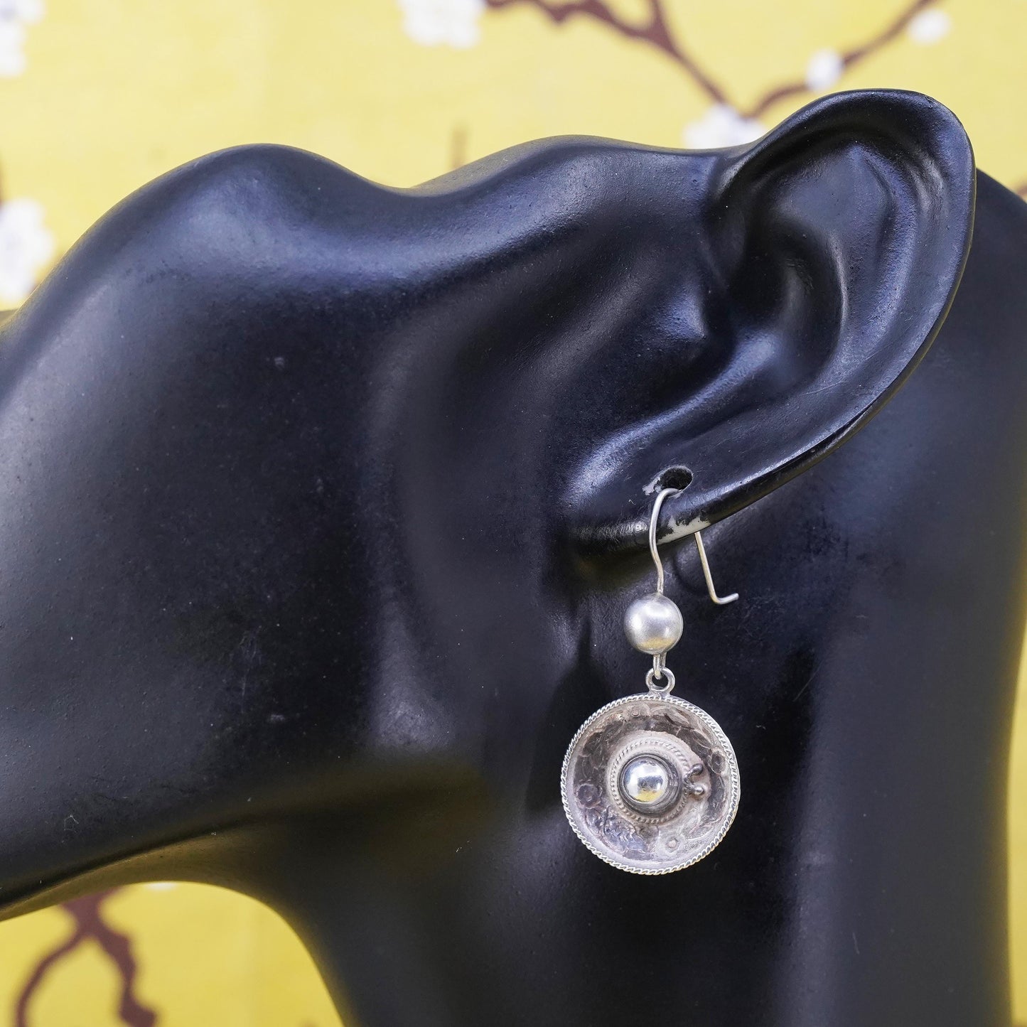 Sterling silver handmade earrings, southwestern style 925 sombrero Mexican hat