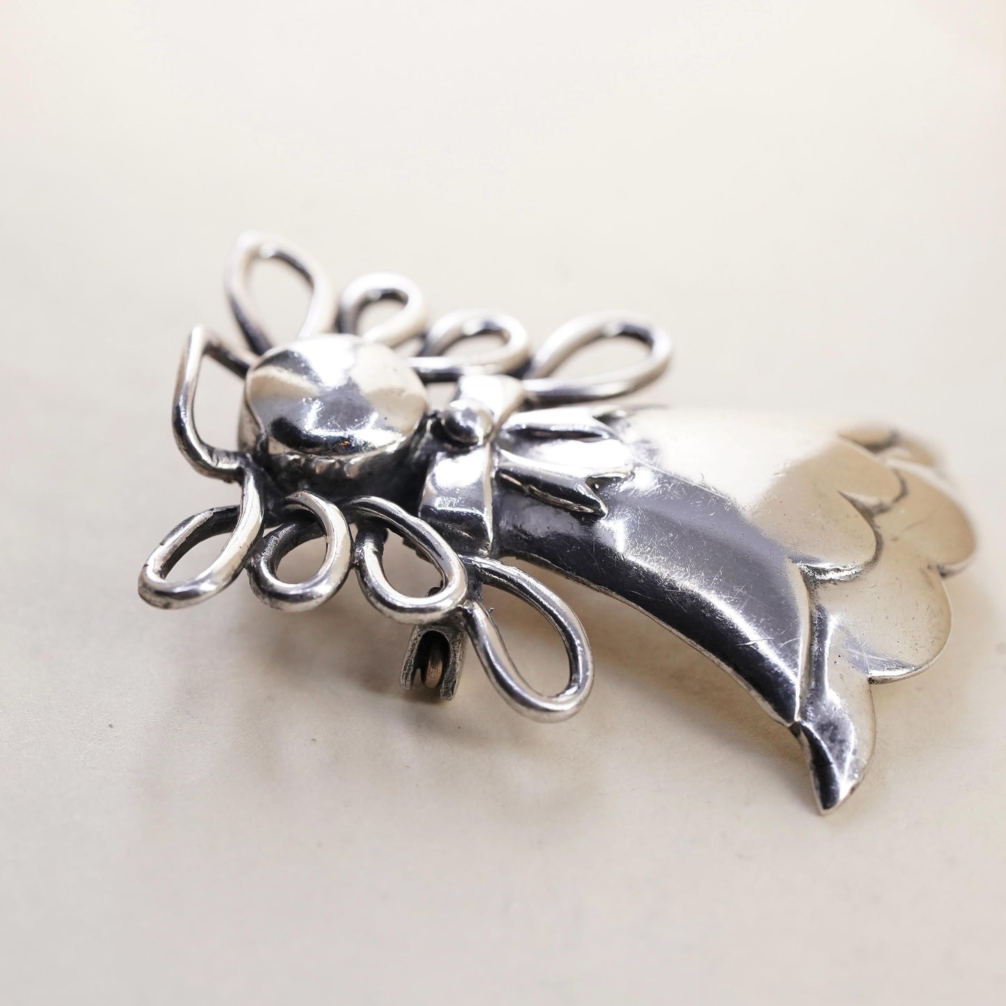 Vintage southwestern handmade brooch sterling silver, 925 angel pendant
