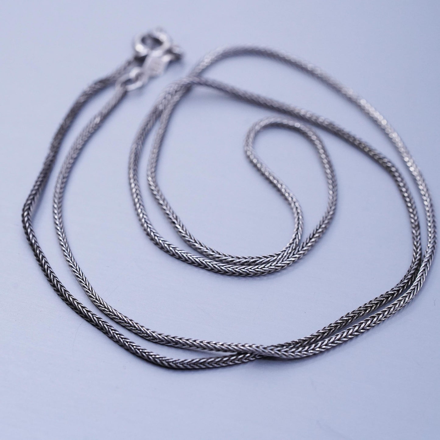 24” 2mm, vintage Sterling 980 silver handmade wheat chain necklace