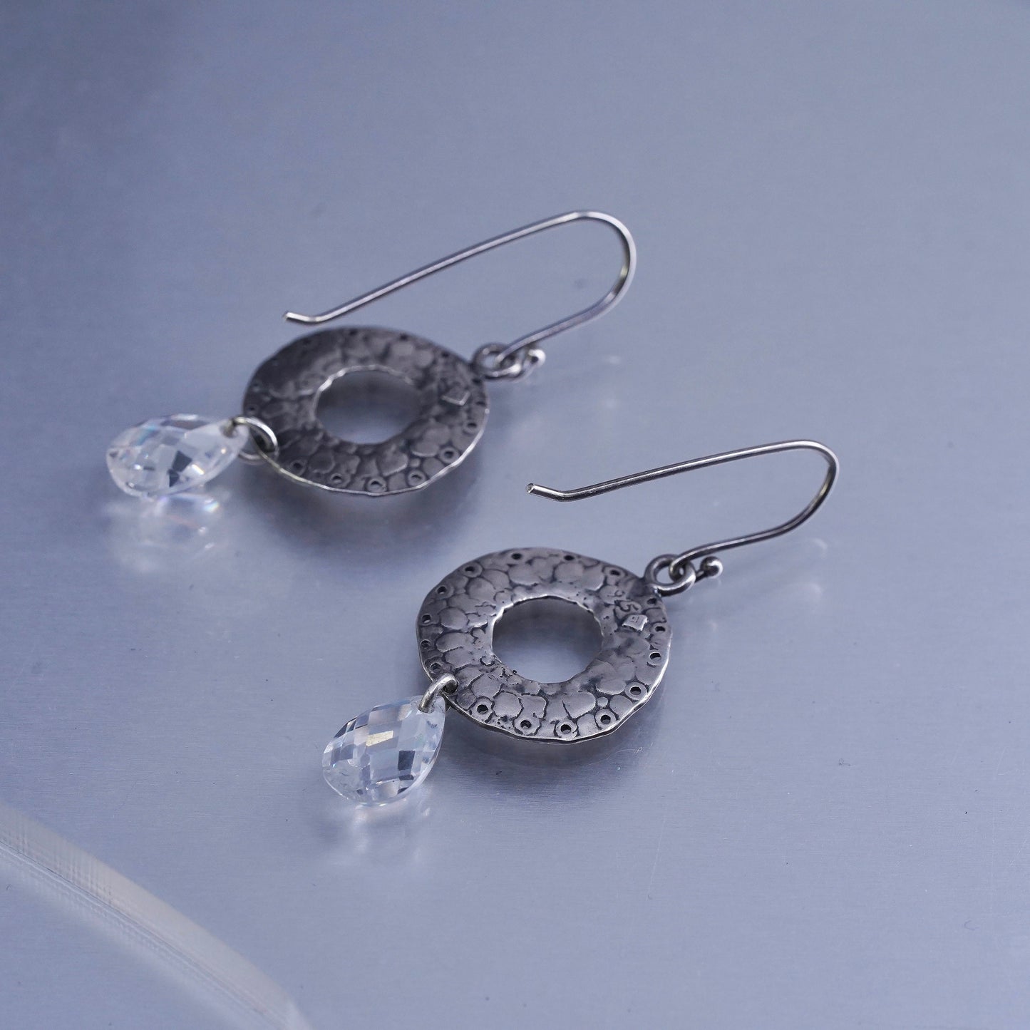 silpada sterling silver earrings, 925 circle drops teardrop crystal dangle