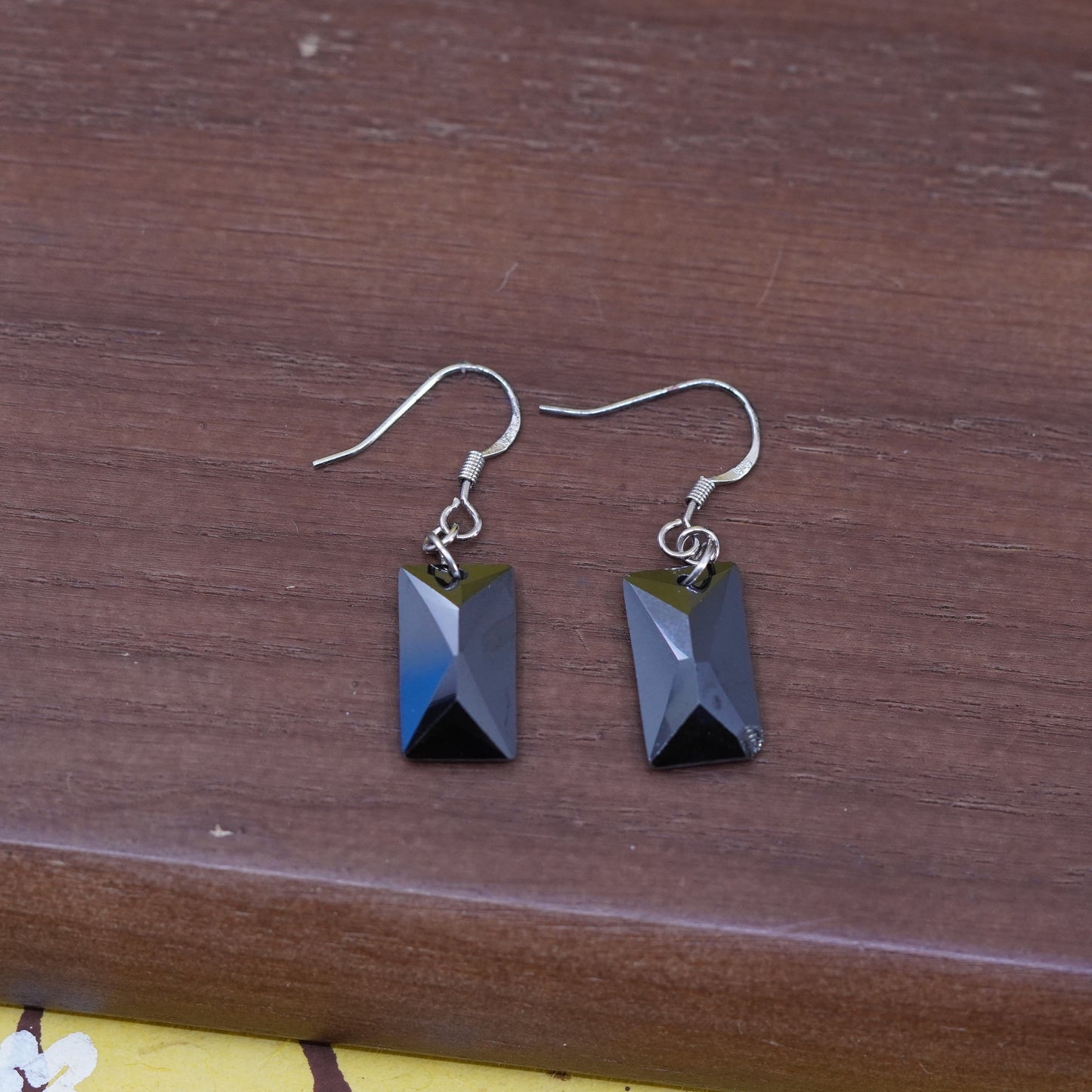 Vintage Sterling 925 silver handmade earrings with oval smoky topaz