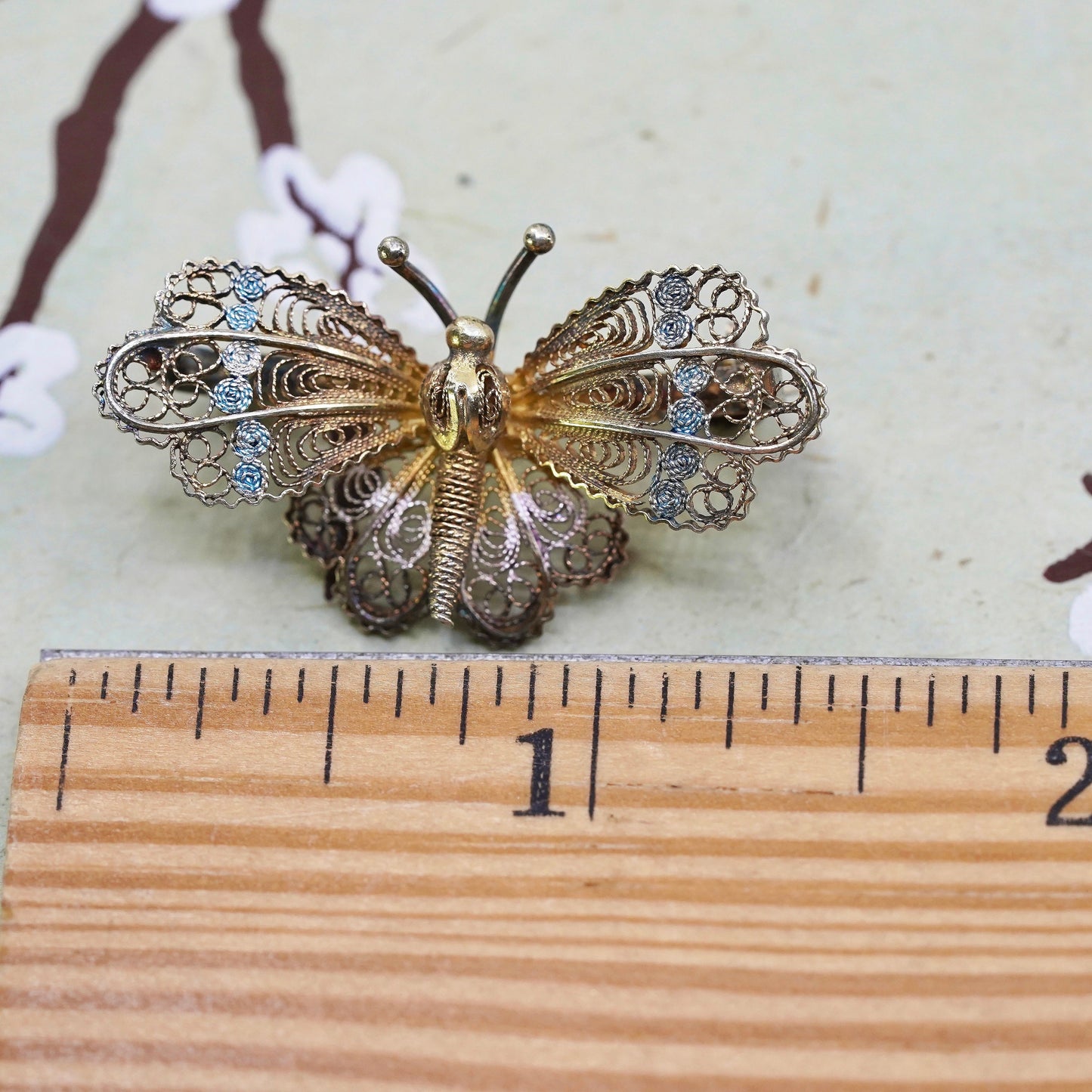 Germany Sterling silver handmade brooch, 800 filigree butterfly pin