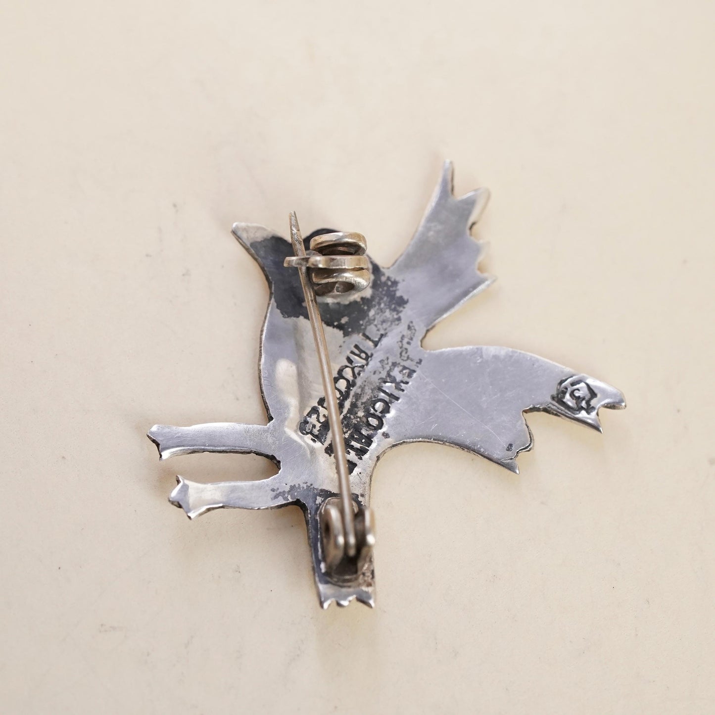 Taxco Sterling Silver Abalone Bird Brooch, Mexican Dove Pin Inlay Shell Jewelry