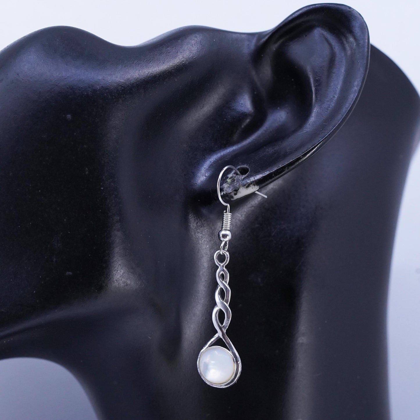 Vintage Sterling 925 silver handmade earrings with moonstone
