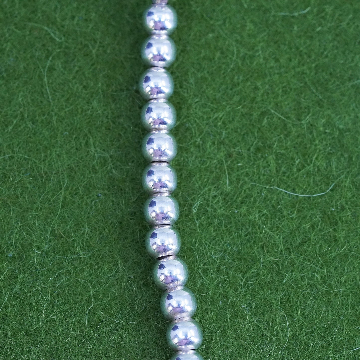 16" 4mm, vintage Sterling silver necklace, 925 silver beads necklace