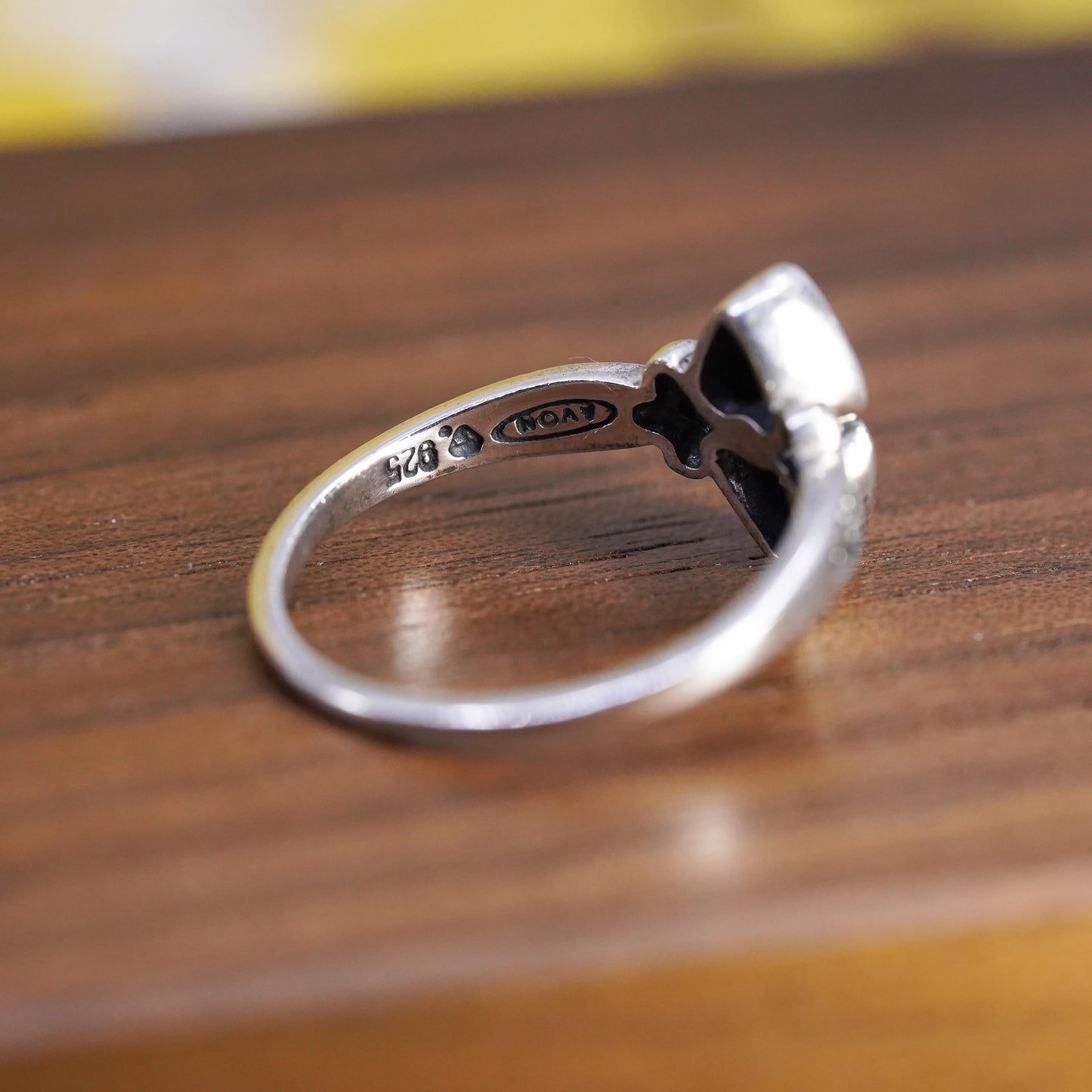 Size 7.25, vintage Sterling silver handmade ring, 925 band with heart amethyst