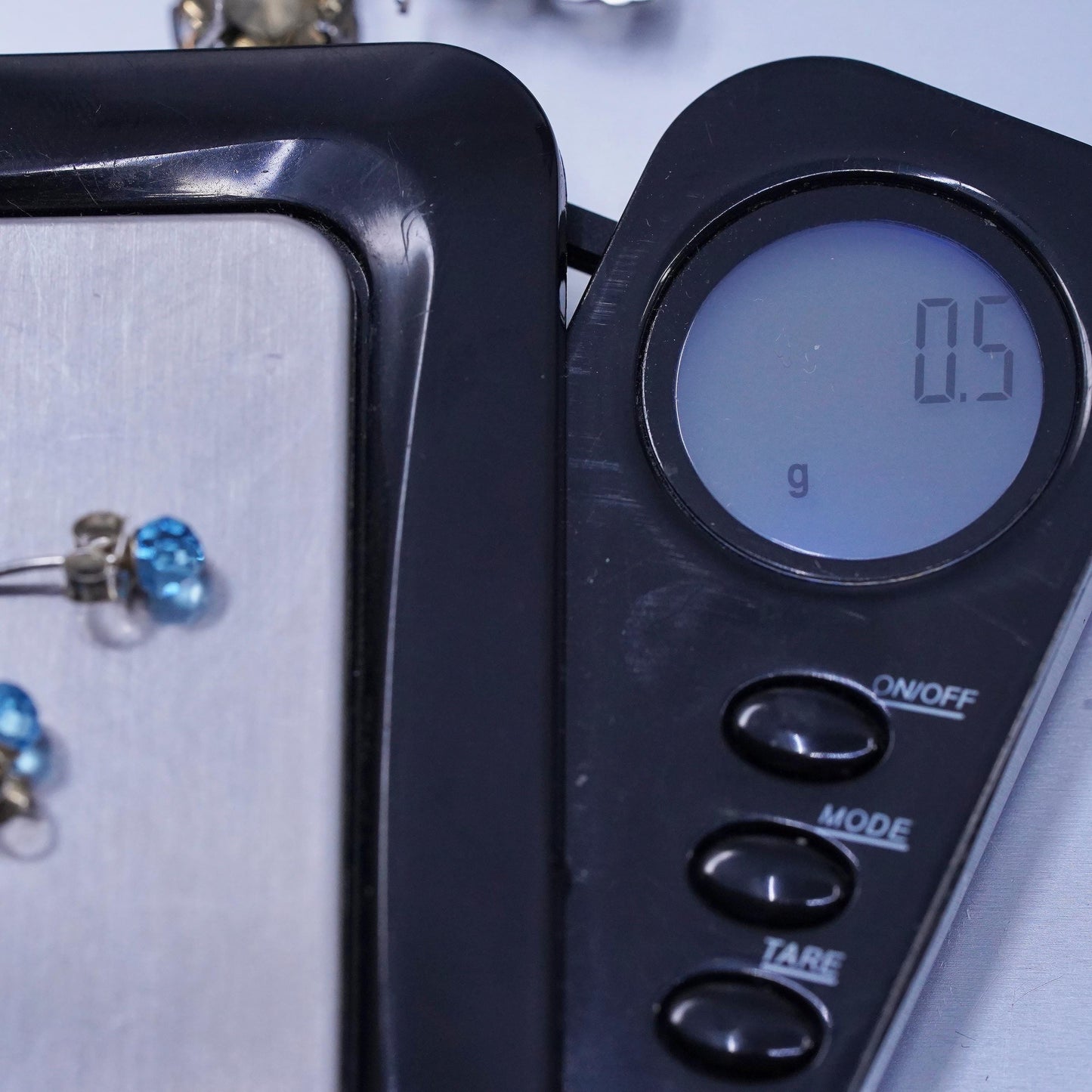 4mm, Vintage Sterling 925 silver handmade earrings, blue crystal studs