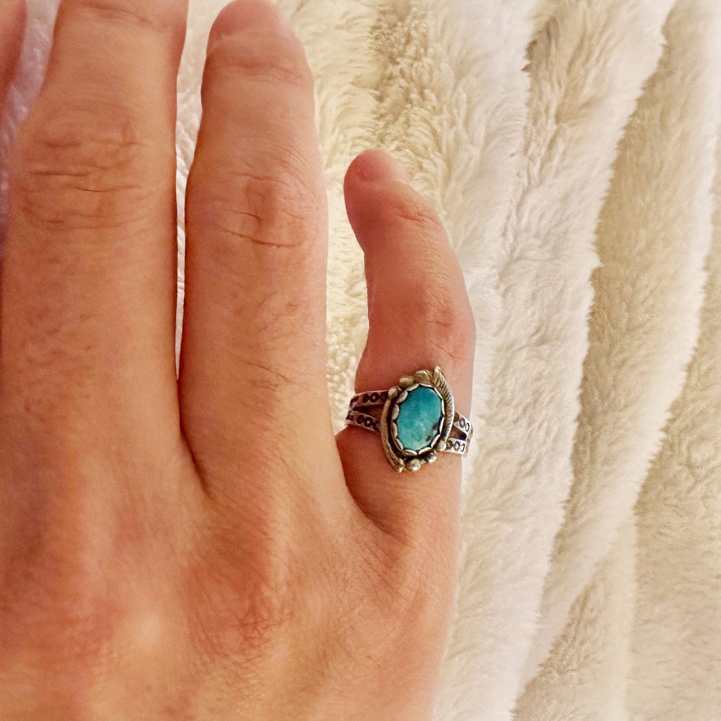 Size 4.25, Native American bell trading post Sterling silver ring, jewelry