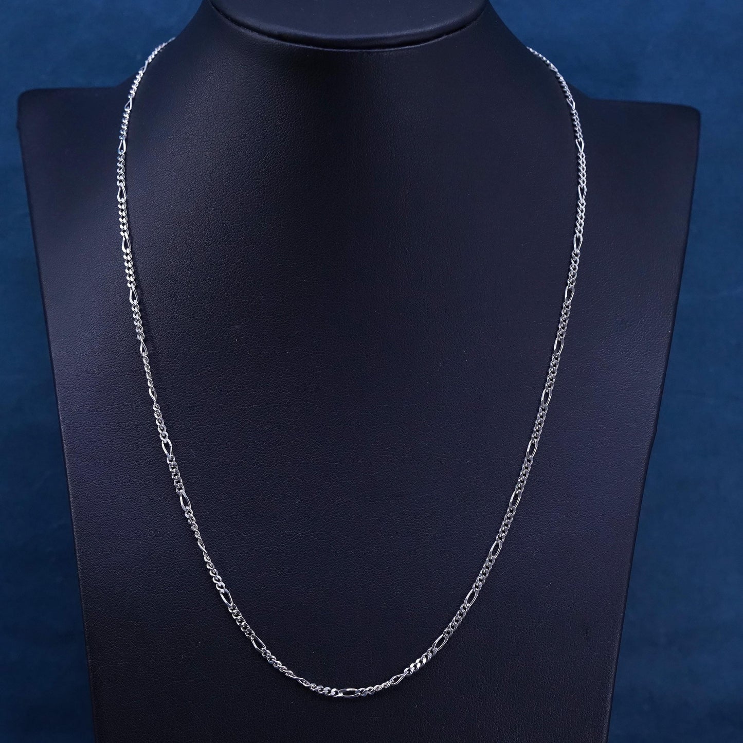 19", 3mm, vintage Mexican Sterling silver handmade necklace, 925 Figaro chain