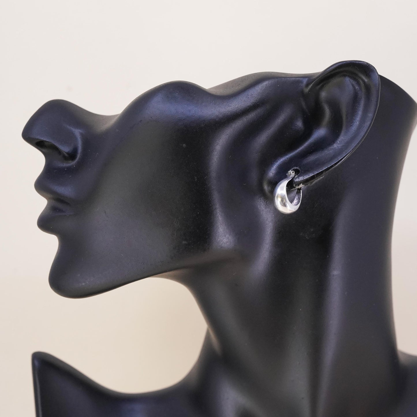 0.5”, Vintage sterling silver single earring, 925 huggie hoop