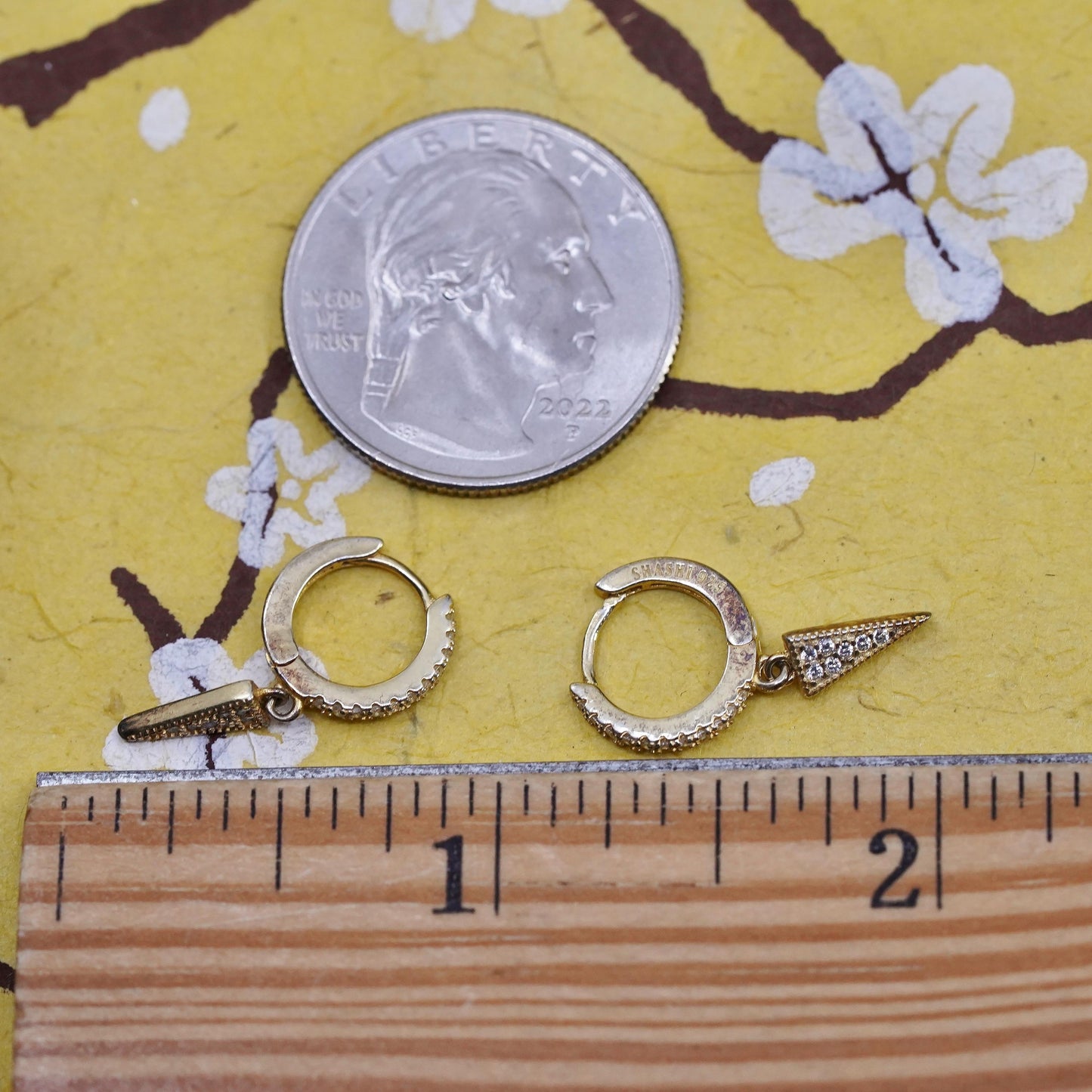0.5", Shashi vermeil gold Sterling silver earrings, 925 huggie hoops dangles