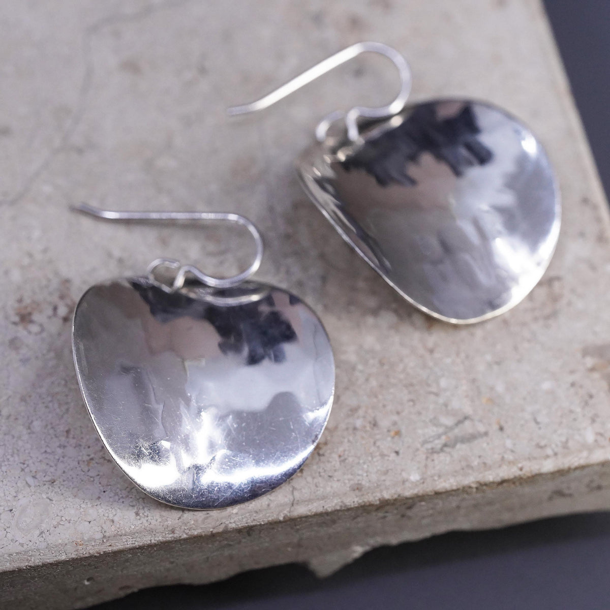 Vintage Dominique Dinouart Domingo DDD 925 Sterling Silver Disc Dangle Earrings